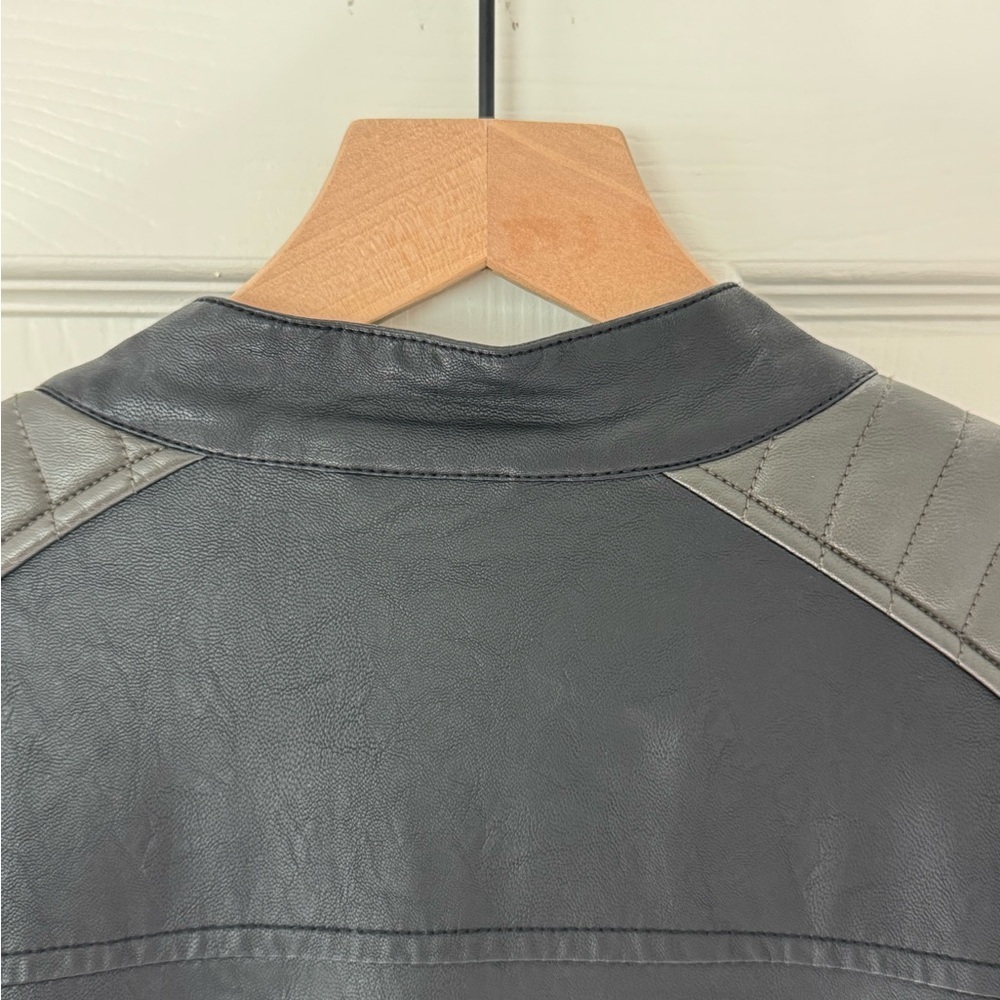 G by Guess Black & Gray Faux Leather Jacket - Picture 6 of 14